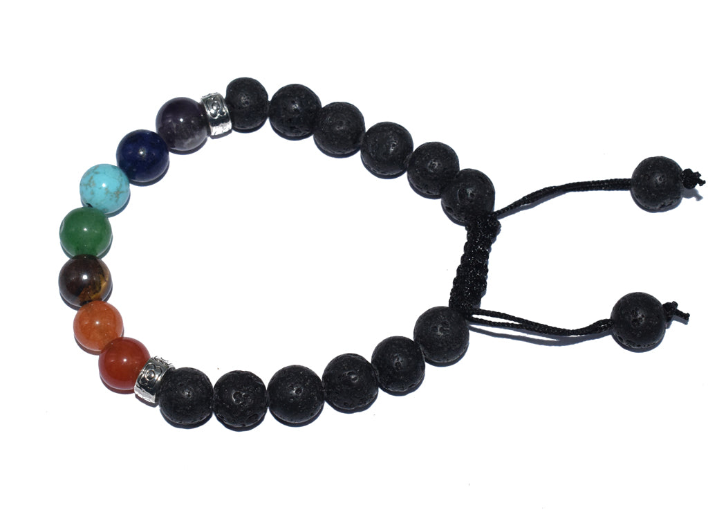 Adjustable Chakra Bracelet Handmade Rope Braided Beaded Strands